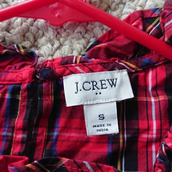 J. Crew Tartan cotton poplin top with ruffles size Small - Picture 7 of 12